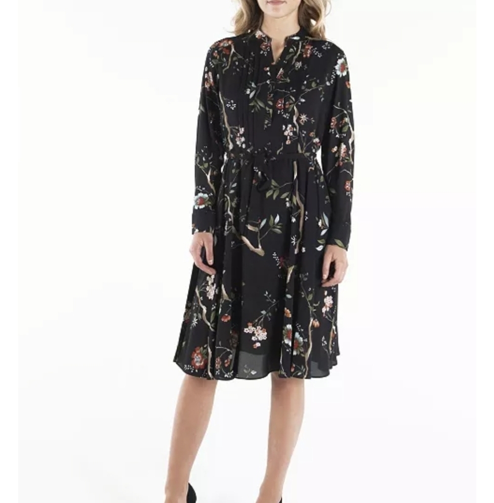 Nanette Lepore Navy Floral Midi Dress
